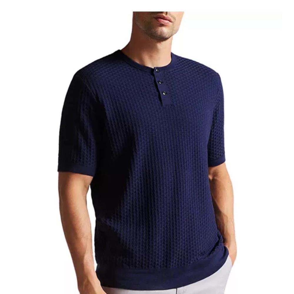 Men's Navy Blue Henley Shirt